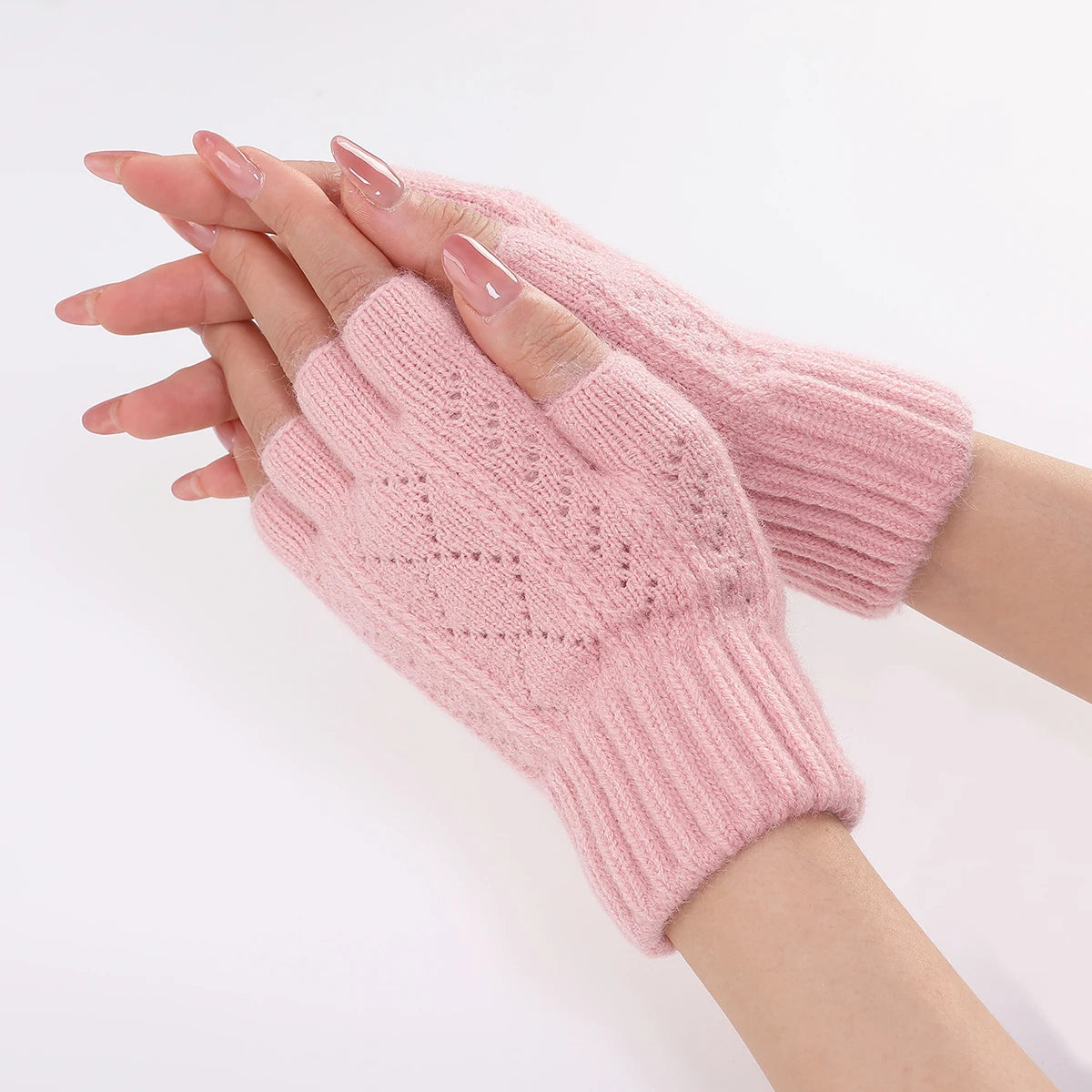 Fingerless Gloves Knitted Acrylic Warm Hands Winter Autumn Spring Office Outdoor Work Study Home | Sansoti