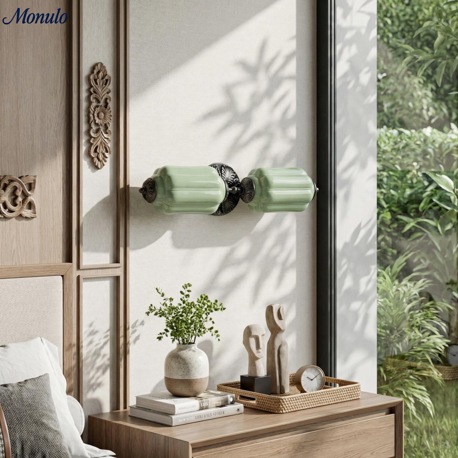 Vintage Glazen Wandlamp Horizontaal Model Eloise Lichtbron voor Woonkamer en Gang | Sansoti