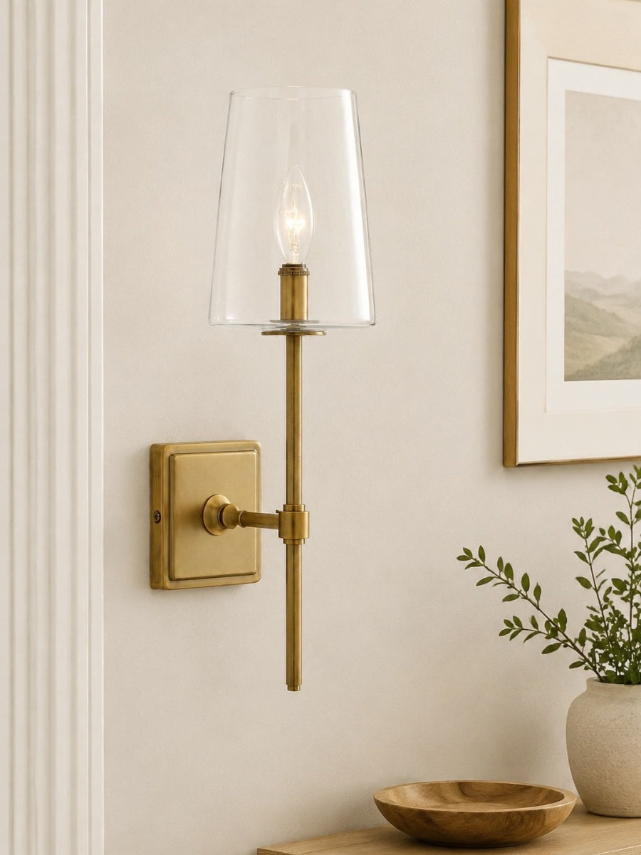 Glazen Wandlamp met Helder Glas – Enkelvoudige tot Drievoudige Configuratie – Elegante Badkamerverlichting | Sansoti