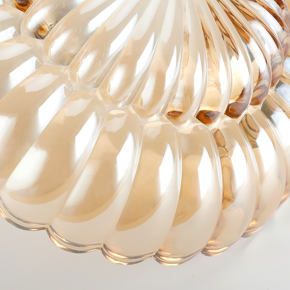Retro Plafondlamp van Glas – Amberkleurig of Helder – Nostalgische Sfeerverlichting voor Keuken Woonkamer Eetkamer – Vintage Design – E27 Fitting | Sansoti