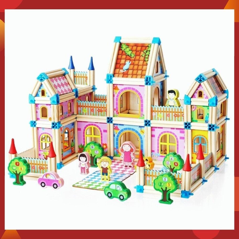 Maison de poupée en bois à construire soi-même, jouet pour enfants, 268 à 298 pièces, éducatif et créatif, jeu d’imagination | Sansoti