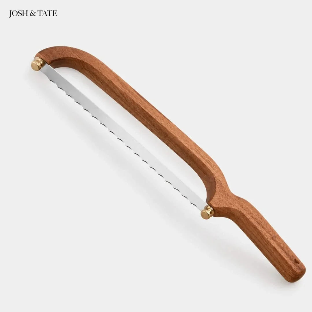 Gebogenes Brotmesser mit austauschbarer gezahnter Klinge, Holzgriff, für handwerkliche Backwaren, Bauernbrot und Baguette | Sansoti