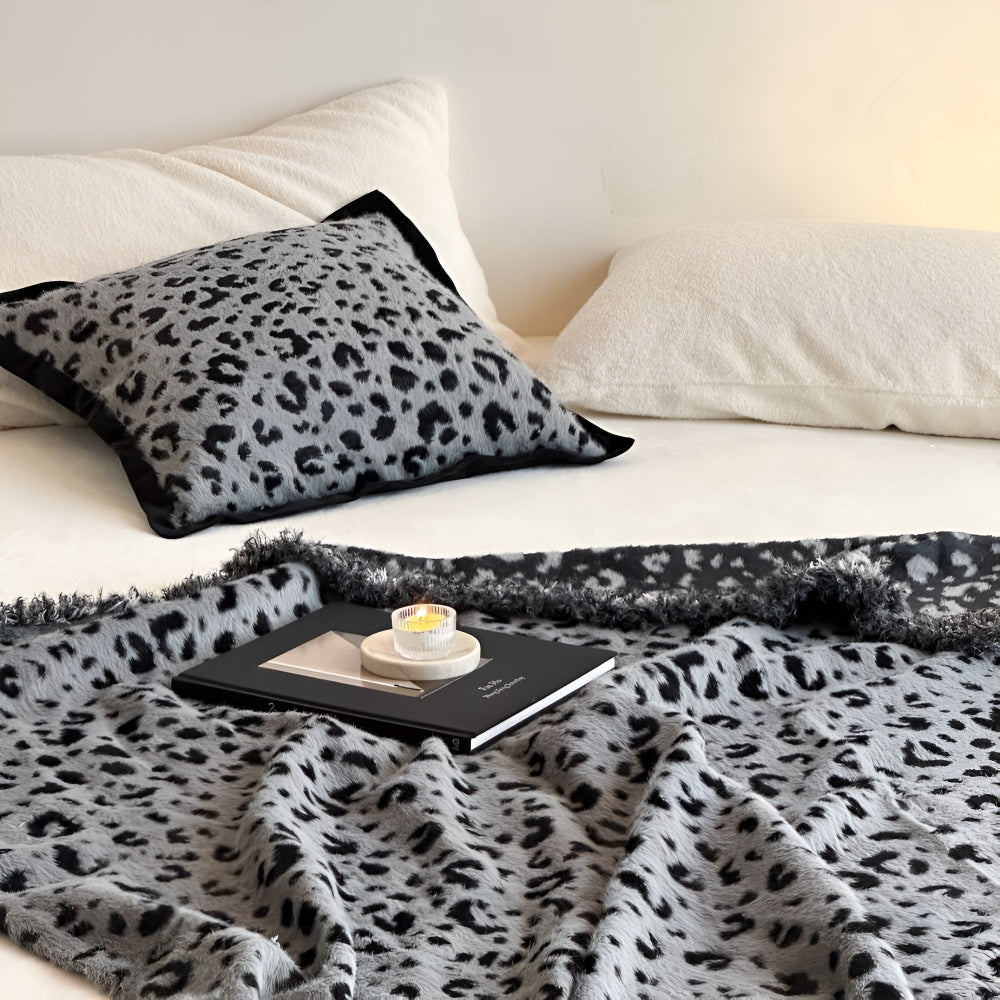 Fleece Plaid met Luipaardprint 140x160cm Microfiber Deken Woonkamer Kantoor Sofa Warmte Comfort Stijlvol | Sansoti