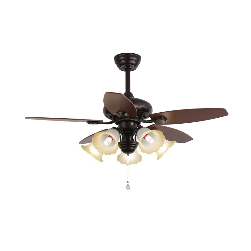 Plafondventilator met Verlichting en Afstandsbediening Klassiek Hout en Glas Ø107cm | Sansoti
