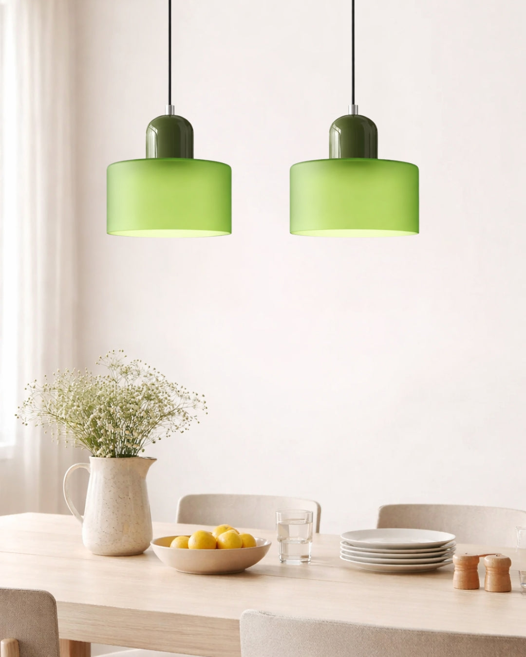 KORA Glazen Hanglamp | Bauhaus-Design Geometrisch Licht | Verstelbaar | E27 | Scandinavisch Interieur Verlichting | Sansoti