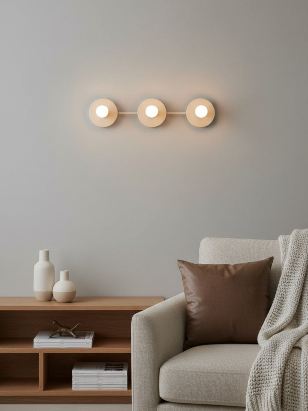 Minimalistische Badkamerlamp met Drie Lichtpunten - Verkrijgbaar in Meerdere Kleuren | Sansoti