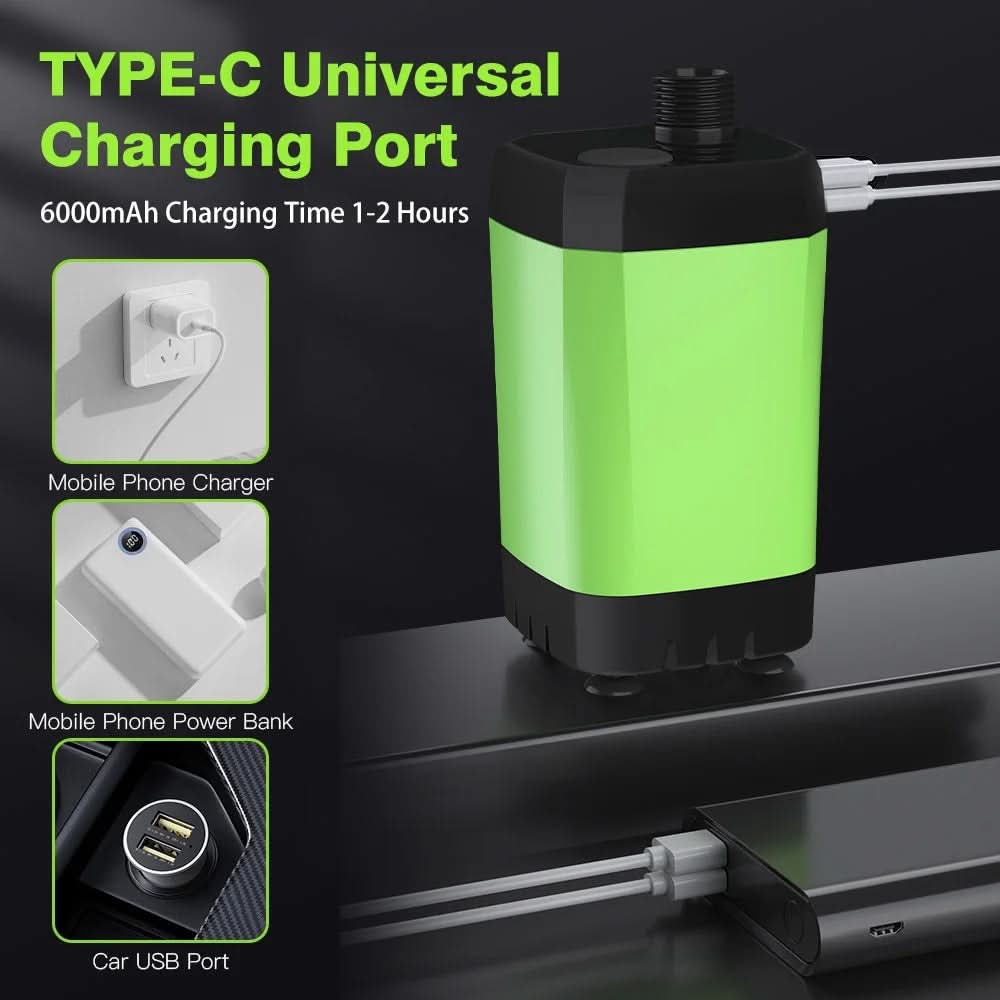 Tragbare Campingdusche mit digitalem Display, wiederaufladbarem 6000-mAh-Akku und einstellbarem Strahl für Reisen und Camping | Sansoti