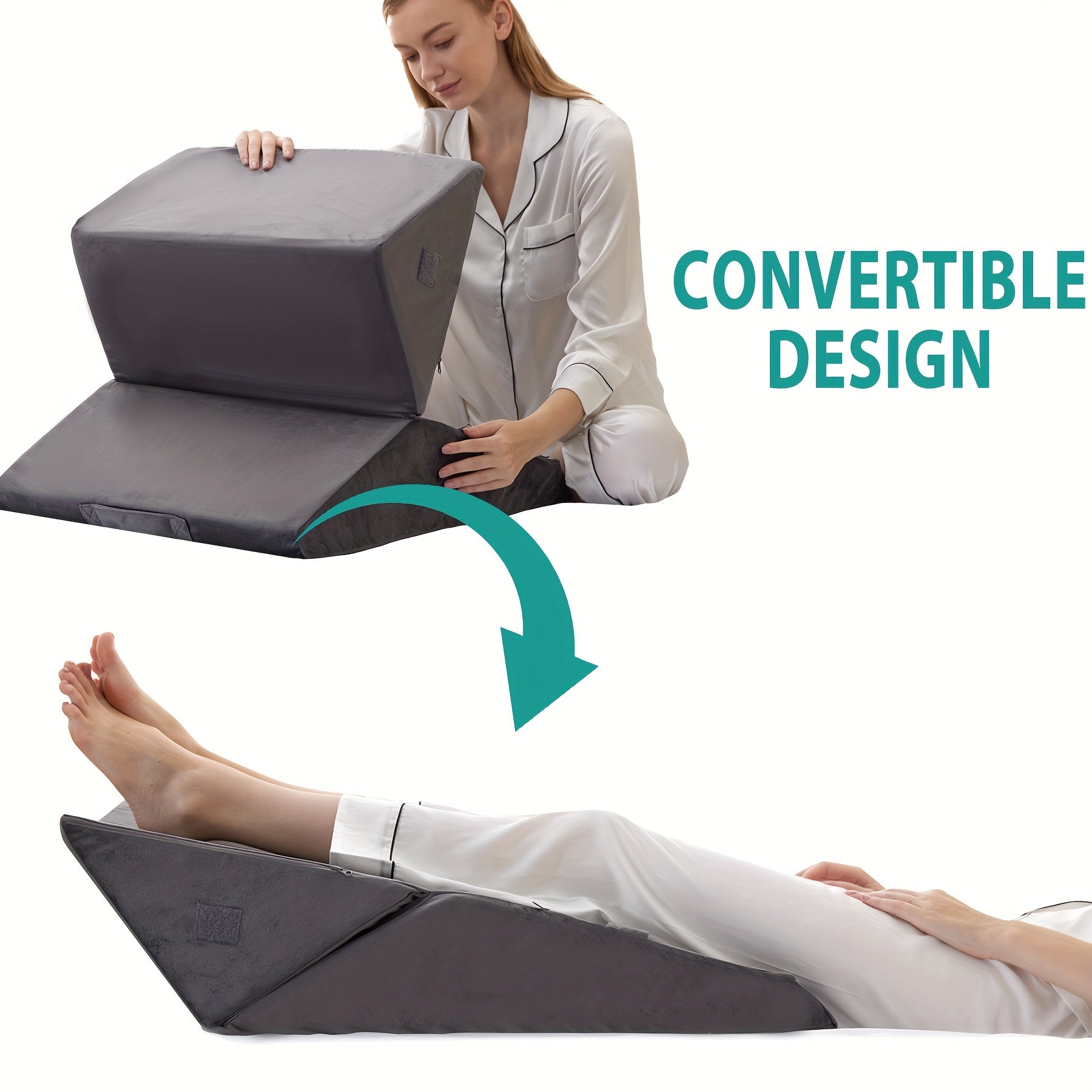 Verstelbaar Wigkussen voor Bed – Premium Memory Foam Ondersteuning Rug Benen Knieën Herstel | Sansoti