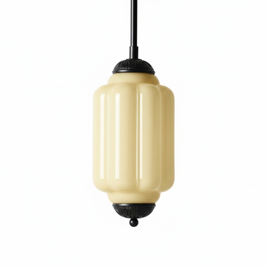 Vintage Melkglazen Hanglamp met Gegolfde Rand – Scandinavische Sfeerverlichting voor Keuken en Slaapkamer | Sansoti