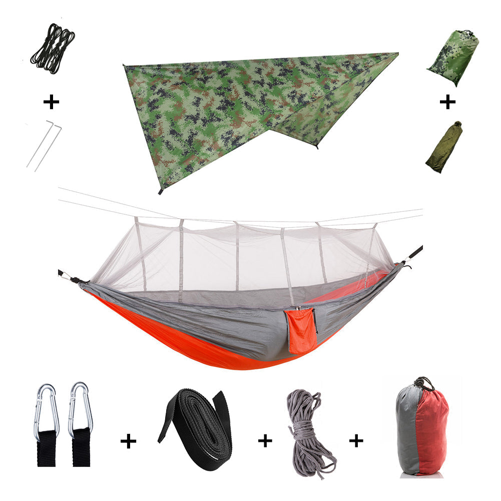 Camping Hangmat voor 2 Personen met Regenscherm en Muskietennet | Sansoti