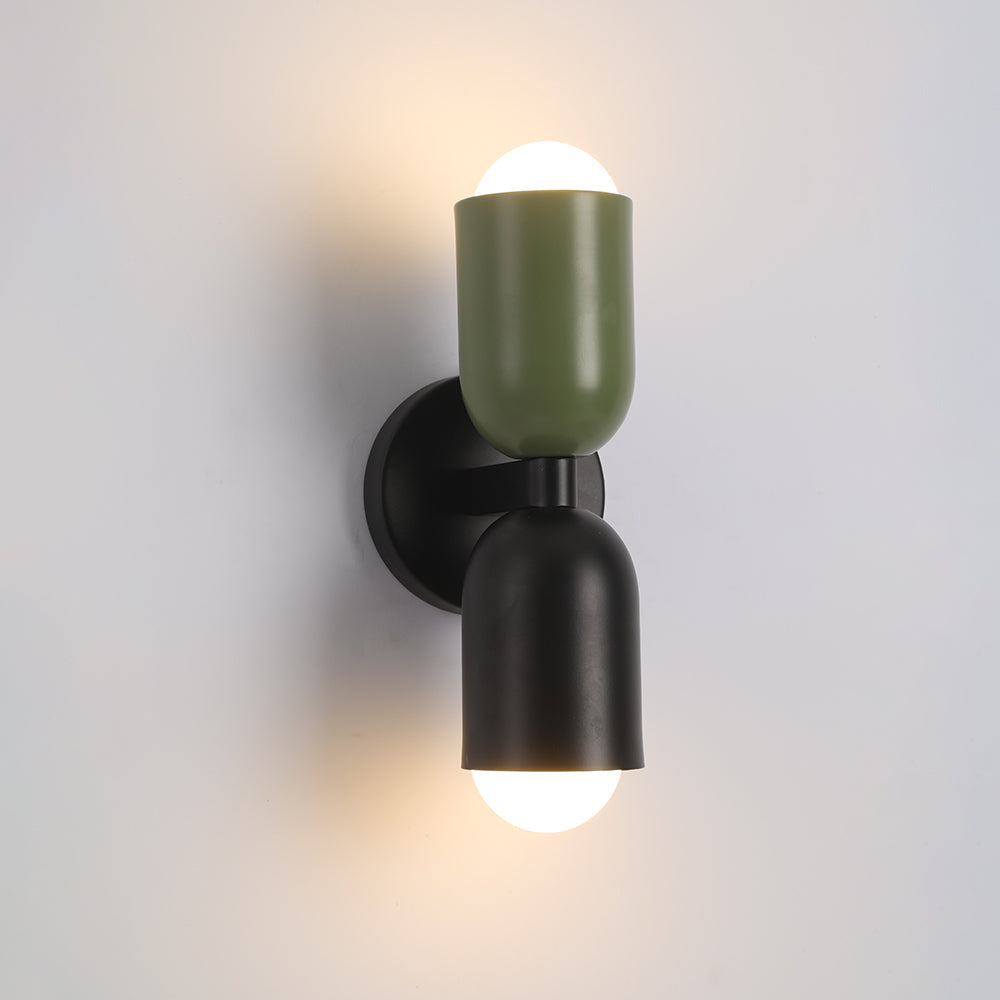 Moderne Metall-Wandleuchte LED Duo mit farbenfrohem pulverbeschichtetem Design für Schlafzimmer und stimmungsvolles Wohnzimmer | Sansoti