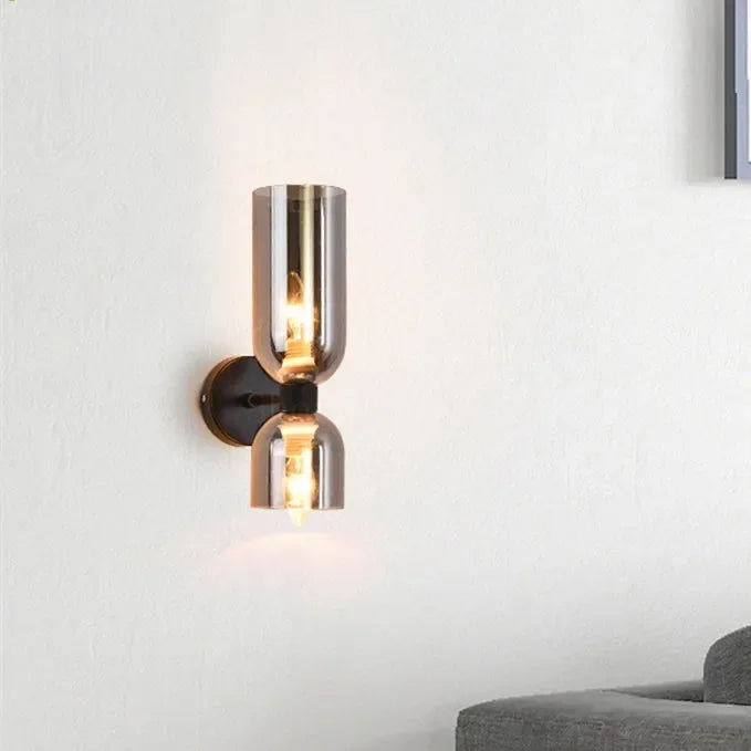 Wandleuchte Glas Gold Doppelschirm 35cm E14 Flur Wohnzimmer Schlafzimmer Modern Stilvoll | Restfield