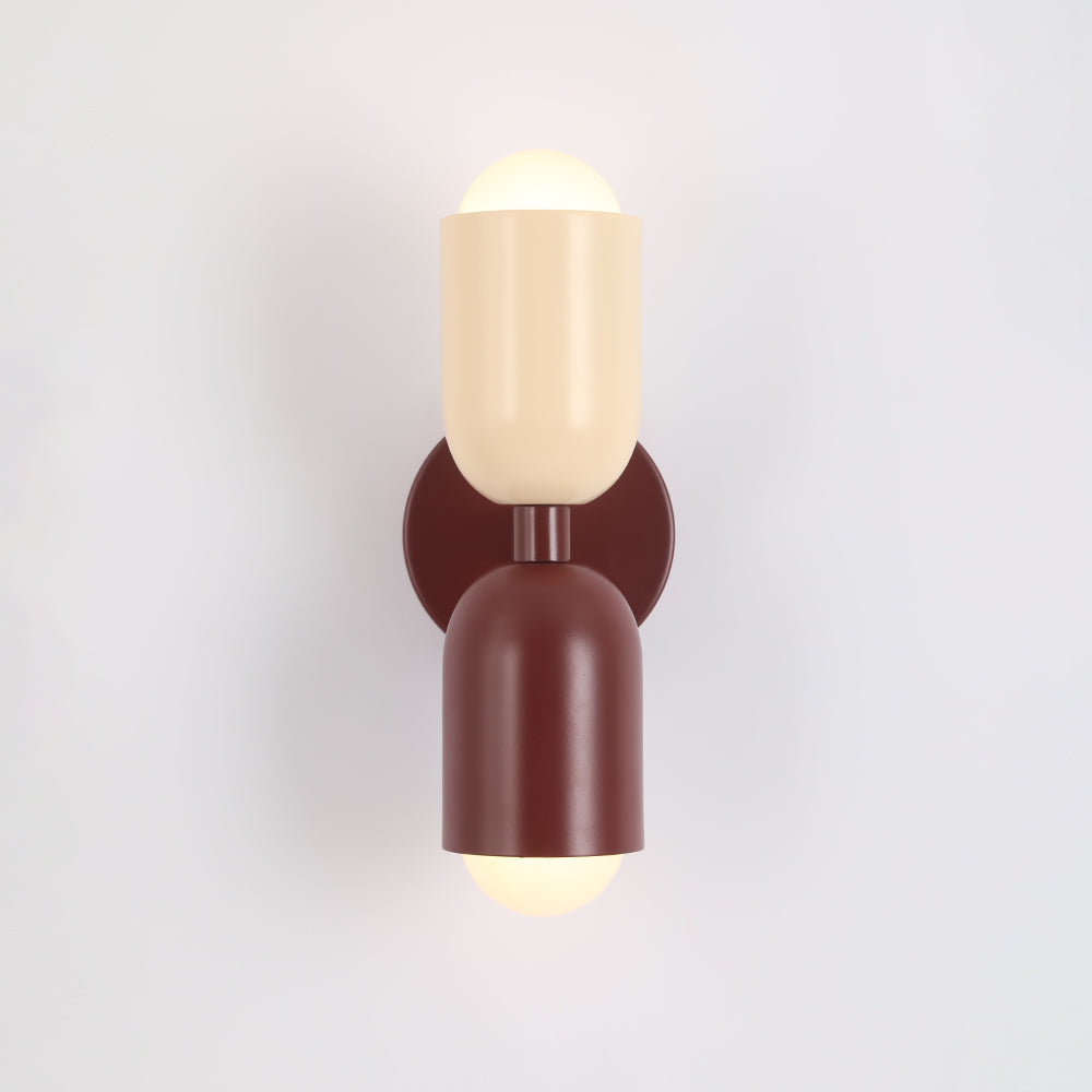 Moderne Metall-Wandleuchte LED Duo mit farbenfrohem pulverbeschichtetem Design für Schlafzimmer und stimmungsvolles Wohnzimmer | Sansoti