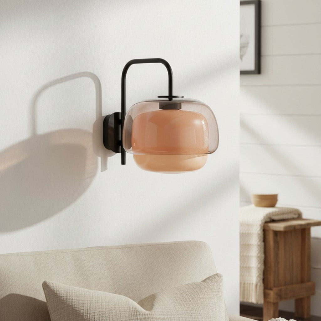 Gekleurde Glazen Wandlamp met Ronde Kap – Groen, Roze, Oranje – Moderne LED Verlichting | Sansoti