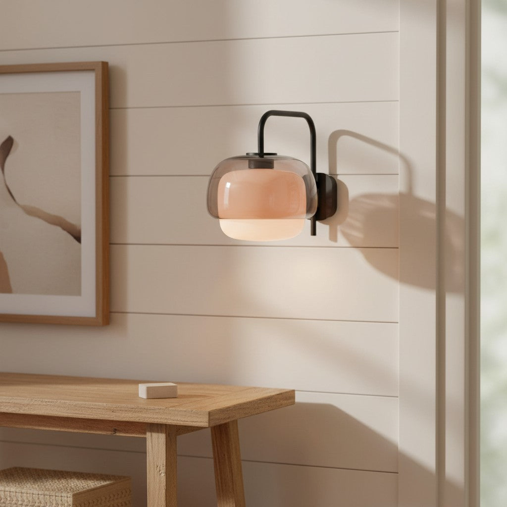 Gekleurde Glazen Wandlamp met Ronde Kap – Groen, Roze, Oranje – Moderne LED Verlichting | Sansoti