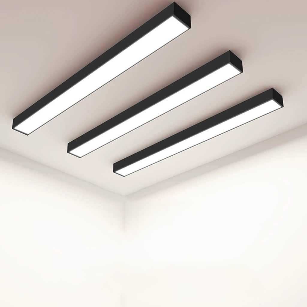 Lineare LED-Deckenleuchte aus Aluminium, dimmbar, mit Fernbedienung, 3 Lichtfarben, modernes Design für Büro und Esszimmer | Sansoti