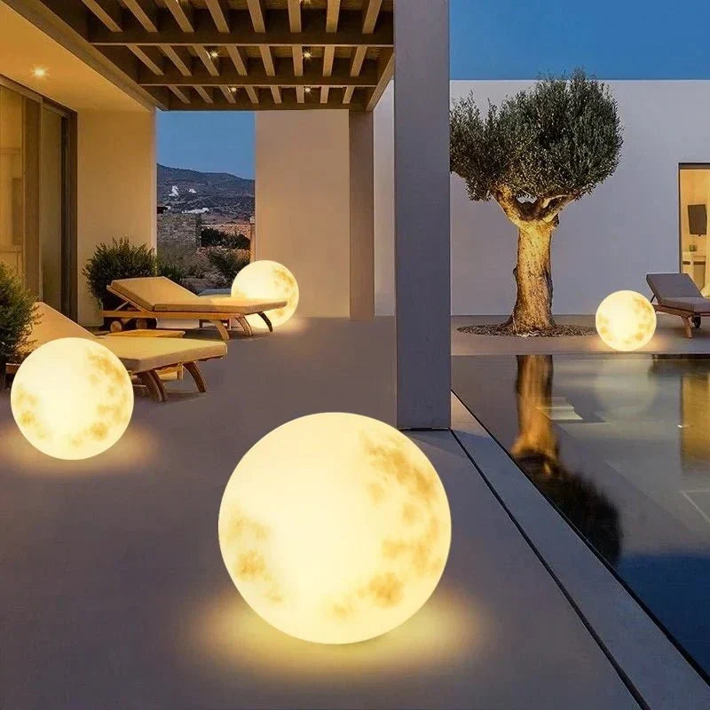 Rechargeable Moon Garden Lamp 20-50cm LED Mood Lighting Outdoor Weatherproof USB Decorative Night Light | Sansoti