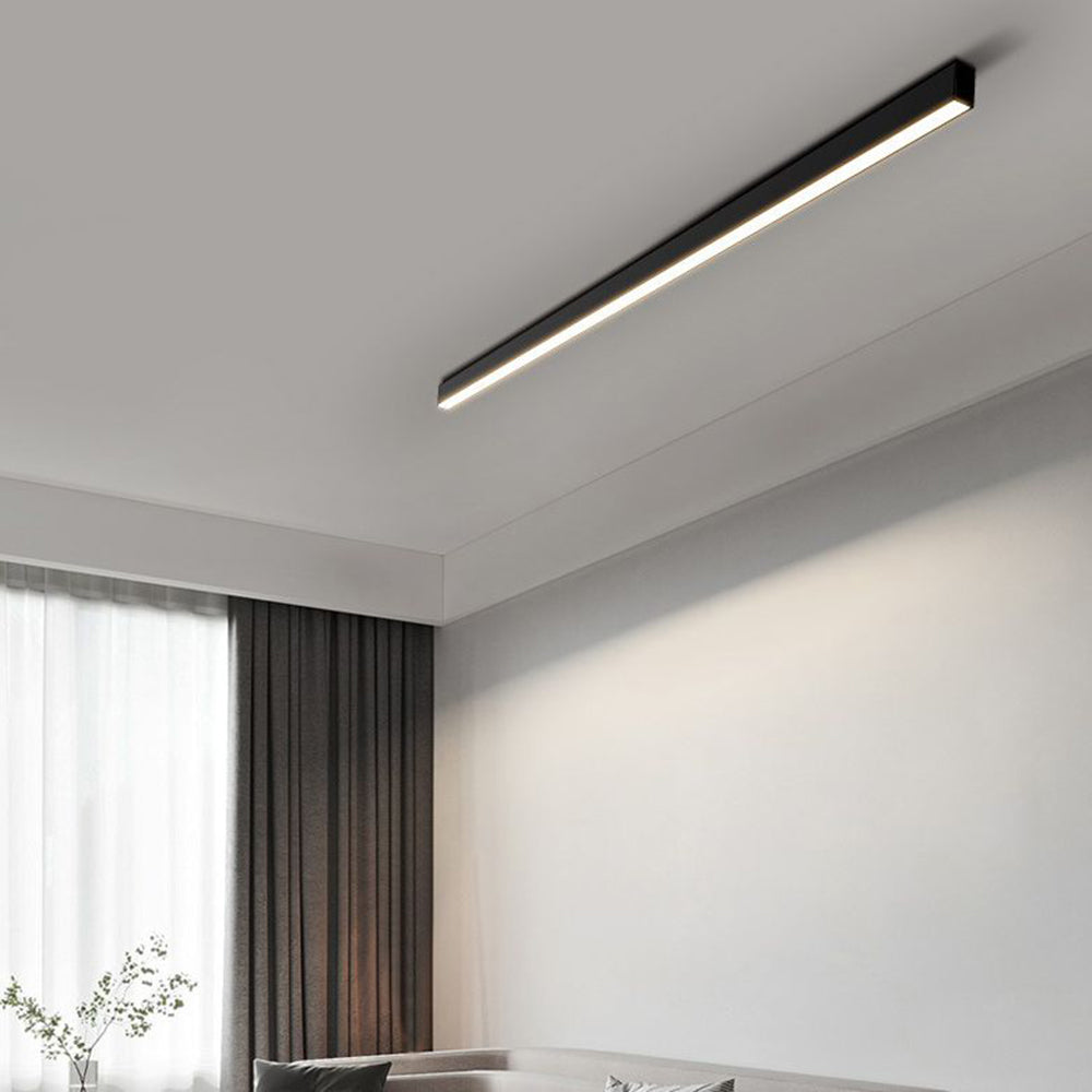 Modern Linear LED Ceiling Light Black Metal 60-120cm Energy-Efficient Dimmable Sleek Design for Living Room | Sansoti