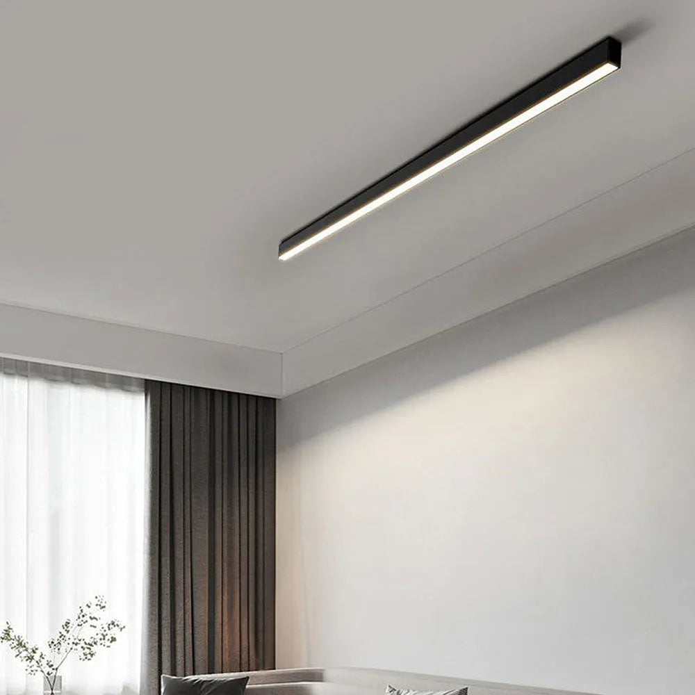 LED Deckenleuchte Schwarz Langgezogen Modern für Wohnzimmer Flur Schlafzimmer Minimalistische Deckenbeleuchtung Innen | Restfield