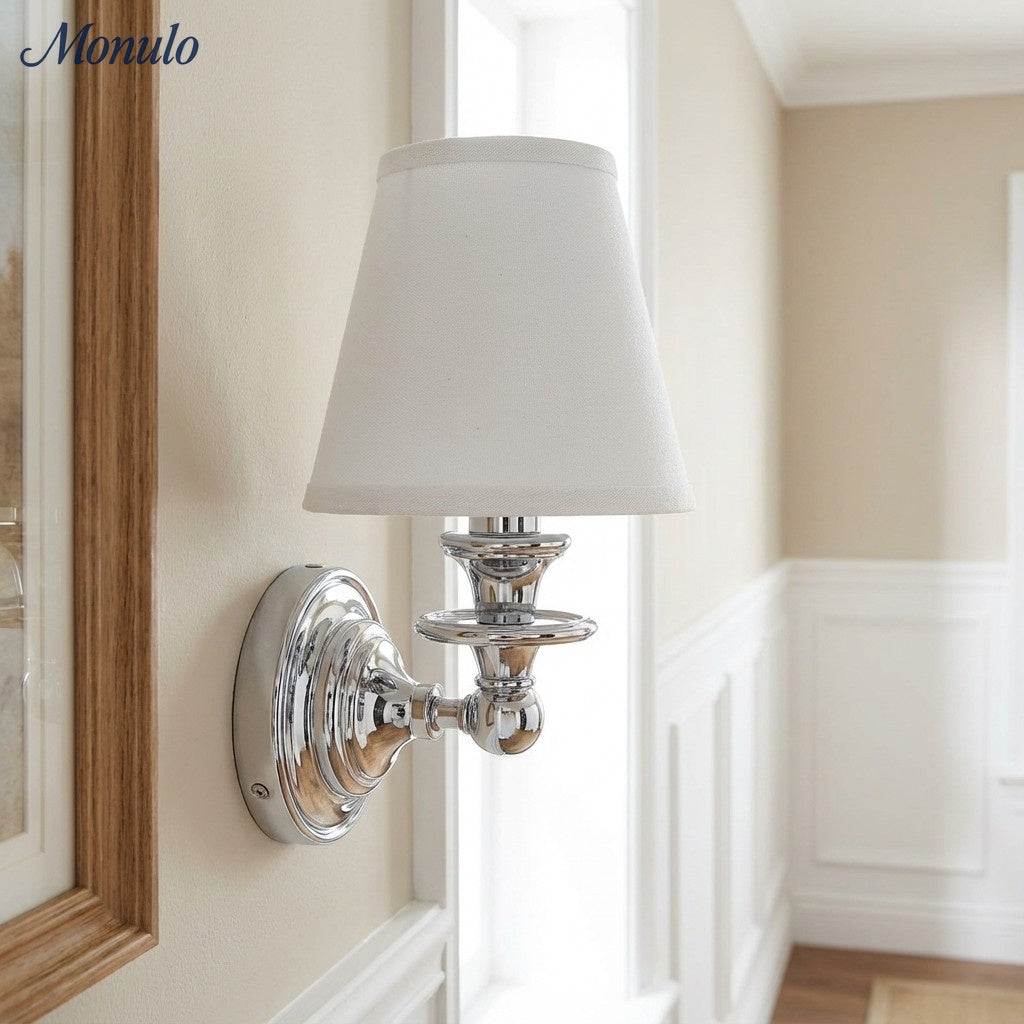 Wandlamp met stoffen kap en zwanenhalsarm – smeedijzeren armatuur met verstelbare leeslamp | Sansoti