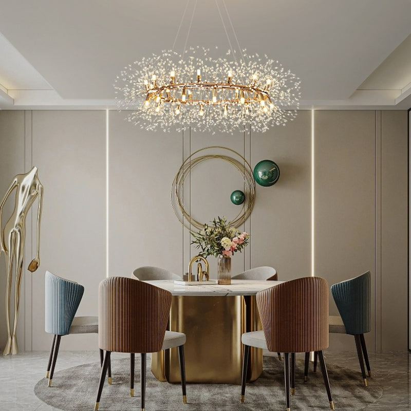 Hängeleuchte Kristall Metall Goldfarben Modernes Design LED E27 Wohnzimmer Esszimmer Stimmungsvolle Beleuchtung | Sansoti