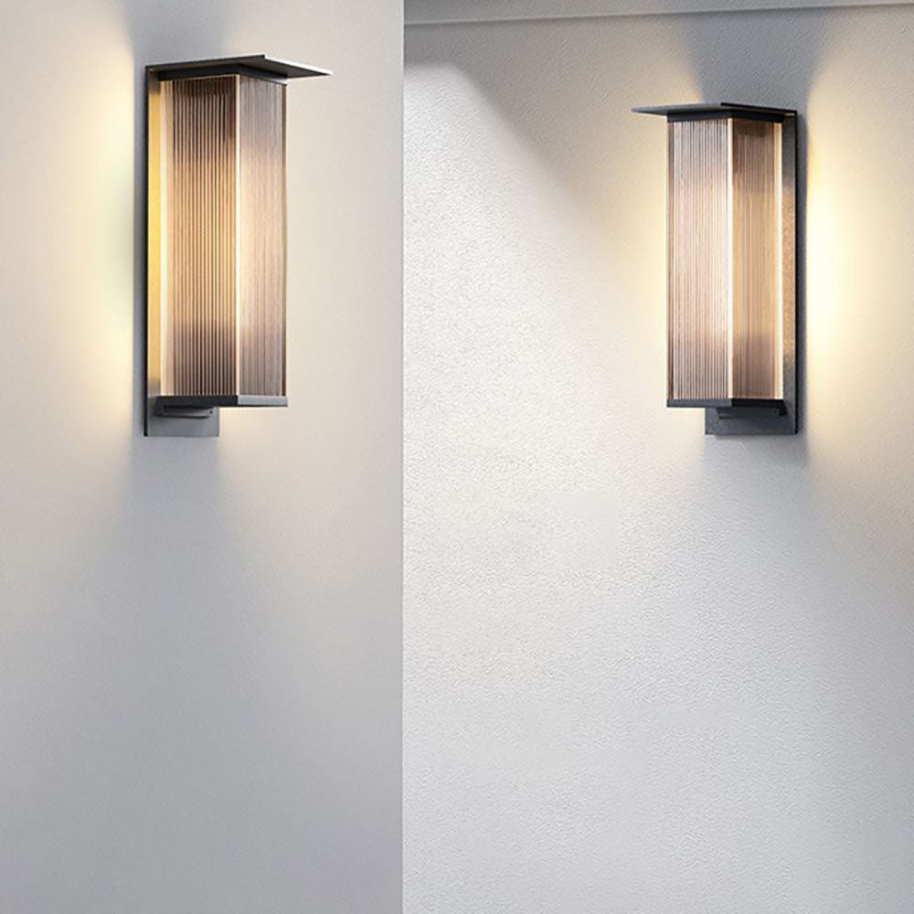 Rectangular Outdoor Wall Lamp Metal LED IP68 Waterproof Modern Design Garden Terrace Veranda Facade Black | Sansoti