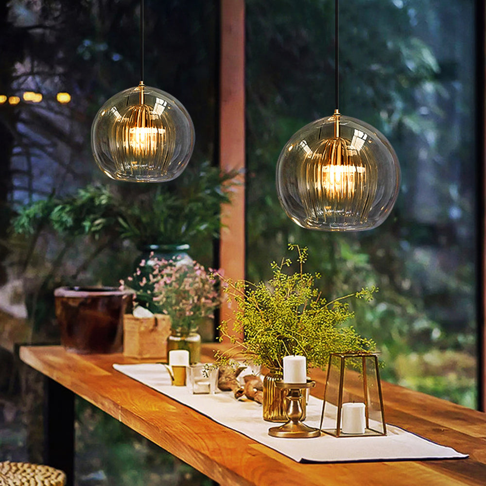 Hängelampe Glas Rund Transparent Amber G4 LED Modern 1-flammig | Restfield