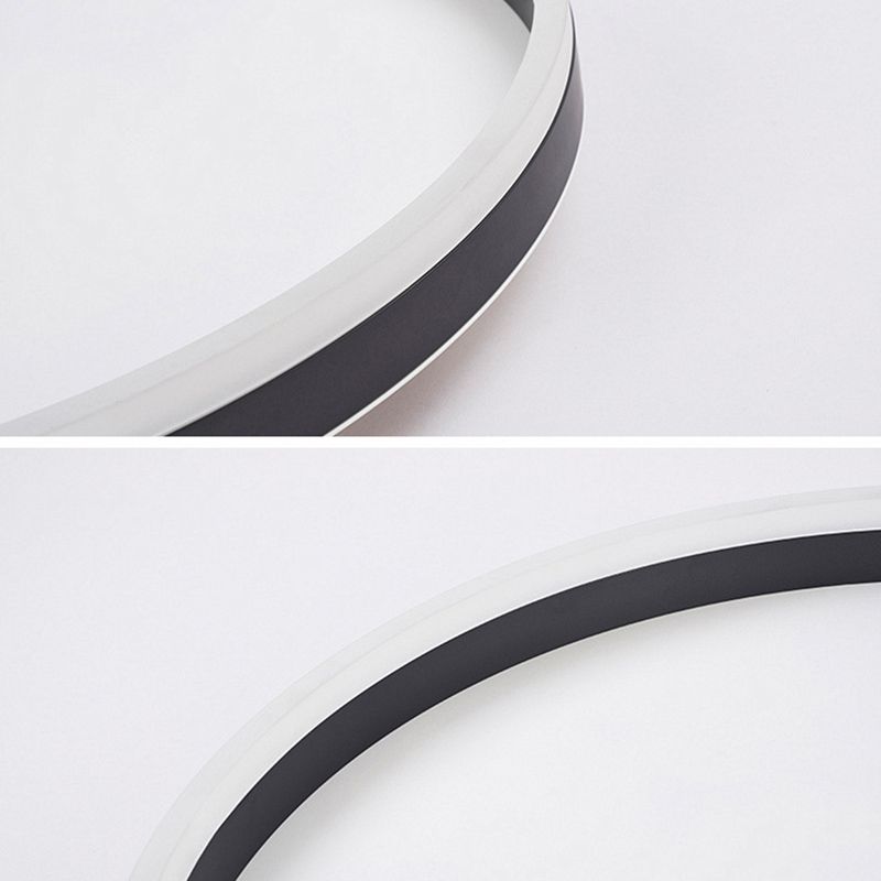 Moderne ringförmige LED-Deckenleuchte aus schwarzem Metall, Design, Wohnzimmer, Schlafzimmer, dimmbare Lichttemperatur | Sansoti