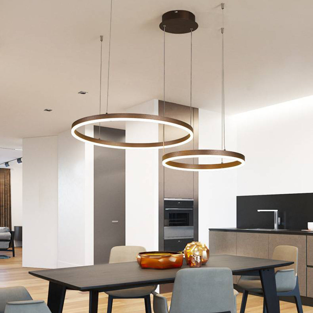 Hängeleuchte Ring LED Rund Metall Schwarz Gold Kaffee Dimmbar Wohnzimmer Schlafzimmer Esszimmer | Restfield