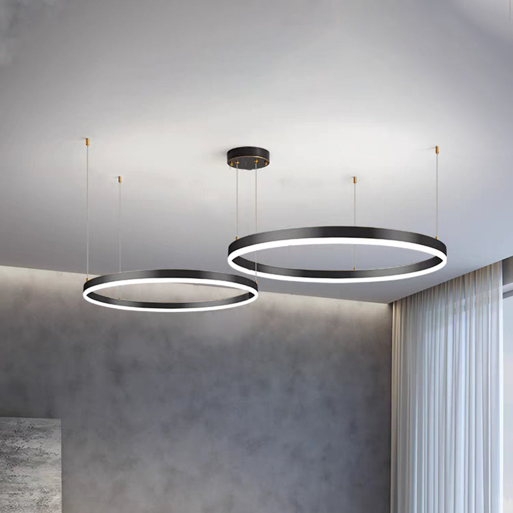 Hängeleuchte Ring LED Rund Metall Schwarz Gold Kaffee Dimmbar Wohnzimmer Schlafzimmer Esszimmer | Restfield