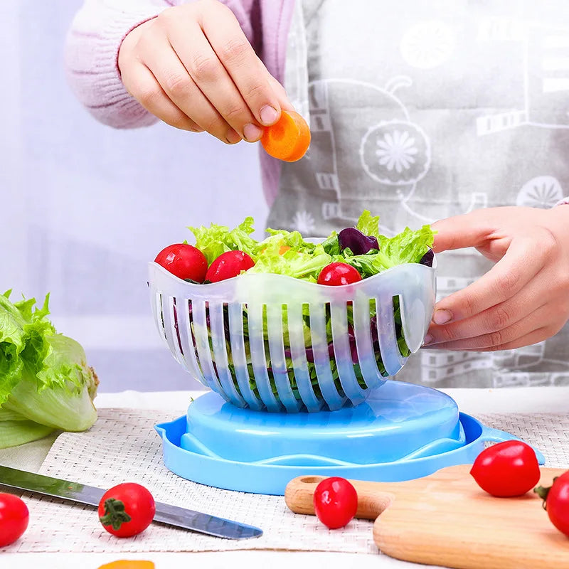 Groente en Salade Snijkom met Geïntegreerde Vergiet – Multifunctioneel Keukengereedschap | Sansoti