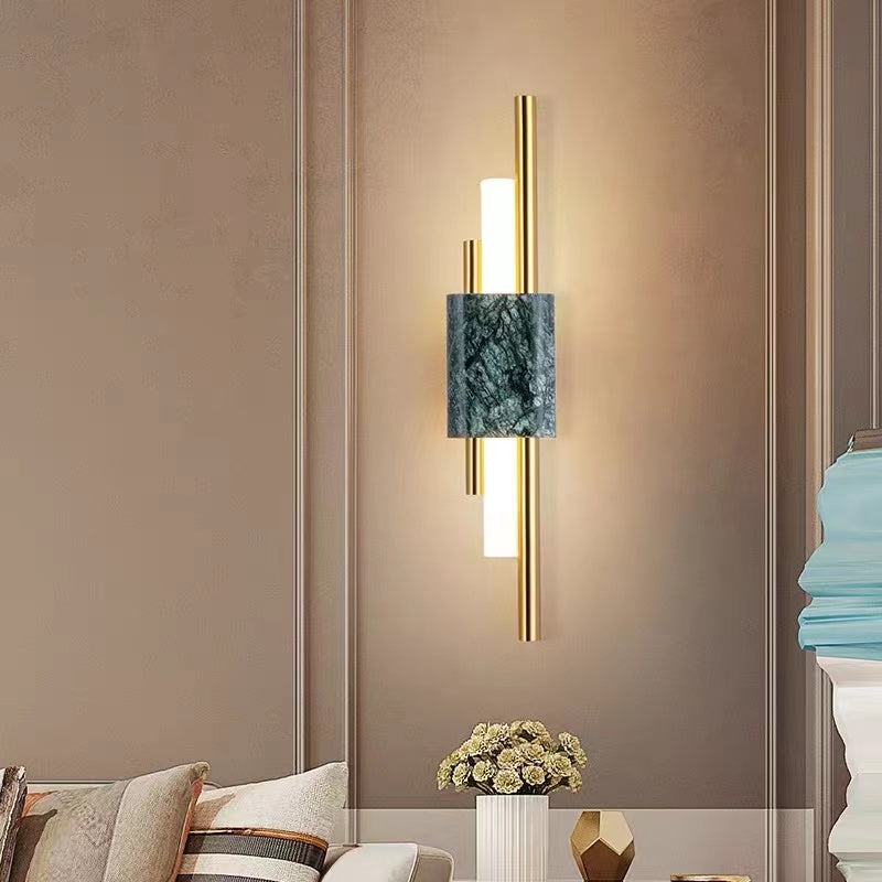 Applique murale moderne en métal et marbre, LED, lumière blanche chaude, chambre, salon, couloir, éclairage intérieur élégant | Sansoti