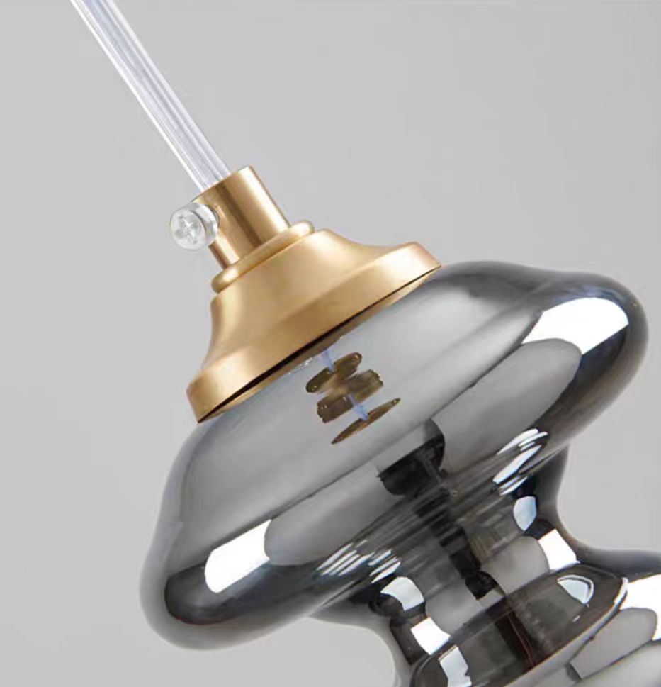 Grijze glazen hanglamp met sterrenhemel-effect voor eetkamer, bar of keukeneiland | Sansoti