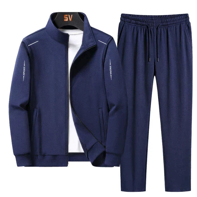 Comfortable Men's Polyester Tracksuit Sports Set Zipper Elastic Waistband Leisure Casual Sportswear | Sansoti