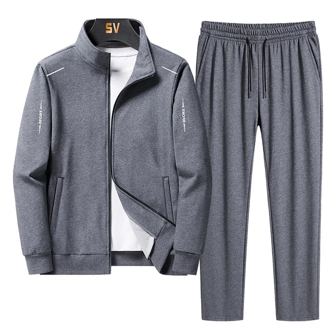 Comfortable Men's Polyester Tracksuit Sports Set Zipper Elastic Waistband Leisure Casual Sportswear | Sansoti