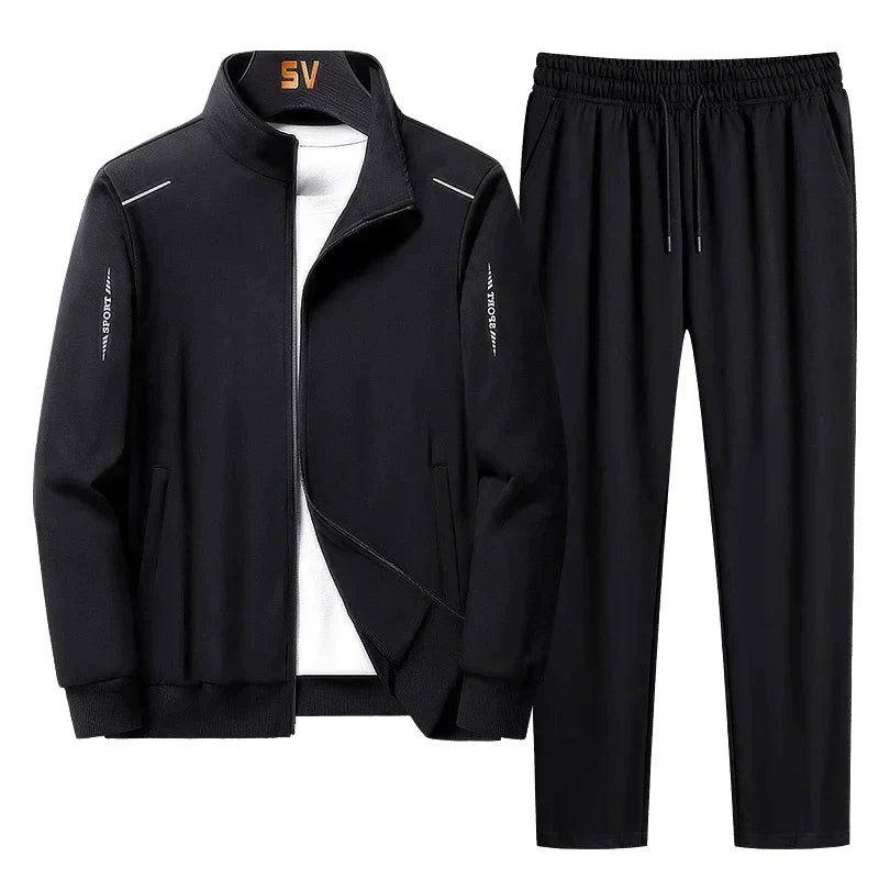 Comfortable Men's Polyester Tracksuit Sports Set Zipper Elastic Waistband Leisure Casual Sportswear | Sansoti