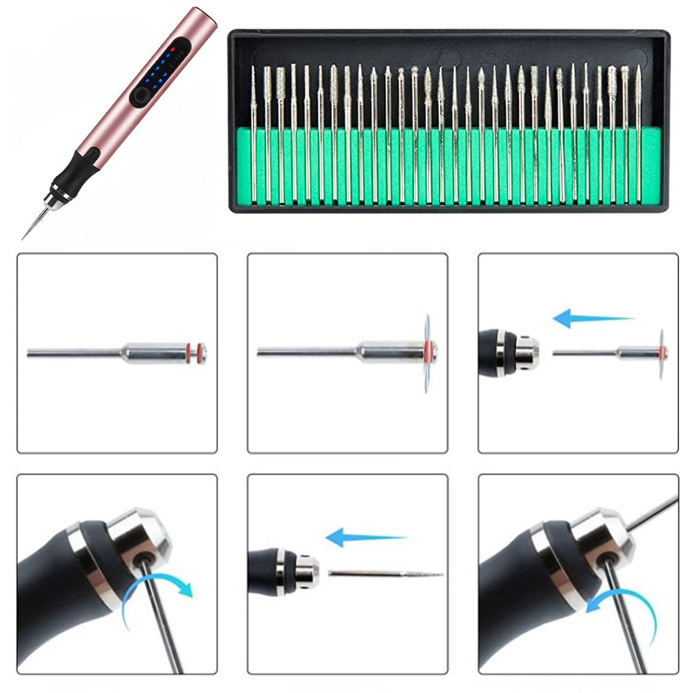 Graveerpen Oplaadbaar USB-C Variabel Toerental Precisiewerk Graveren Hobby Creatief Gereedschap DIY Handwerk | Sansoti
