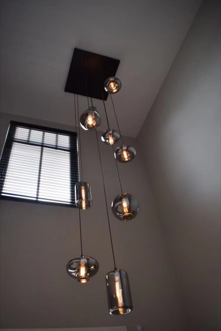 Spiraalvormige Hanglamp met Glazen Bollen voor Trappenhuis Hoge Ruimtes Dimbaar E14 Modern Design Woonkamer | Sansoti