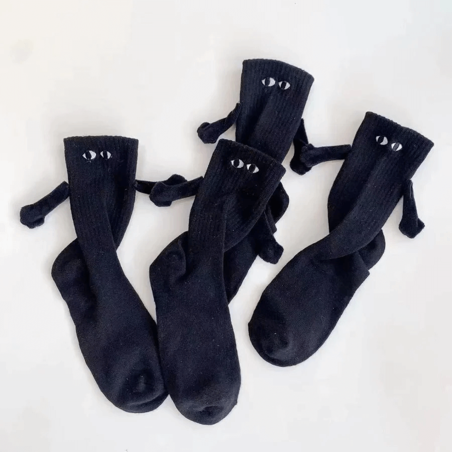Magnetische Koppelsokken met Cartoonogen Zwart Wit Katoenmix Unisex Comfortabel Ademend Dagelijks Draagcomfort | Sansoti