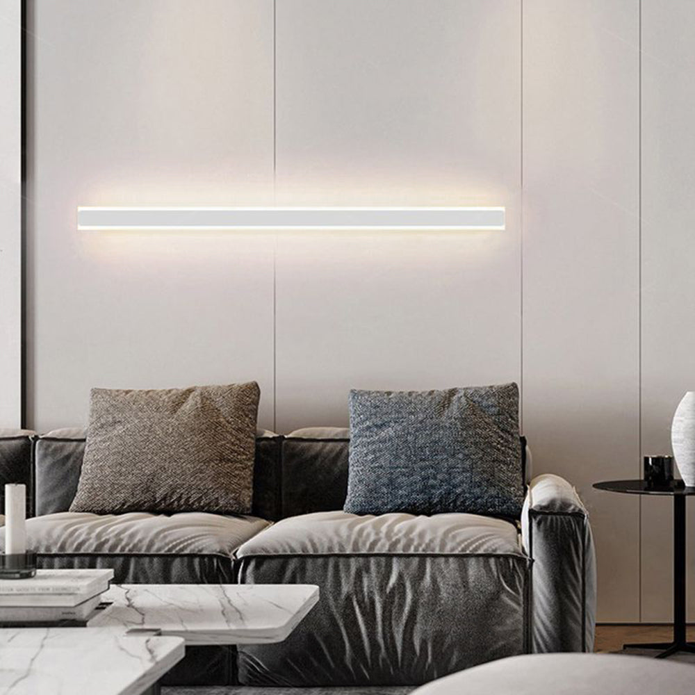 Applique murale linéaire en métal et acrylique, dorée, noire et blanche, LED 60-120cm, chambre, salon, éclairage d’ambiance moderne design | Sansoti