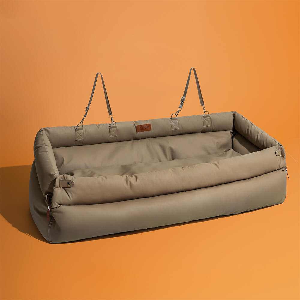 Hondenautostoel Luxe Kunstleer Reismand Large Deluxe Veilig & Comfortabel voor Middelgrote Grote Honden | Sansoti