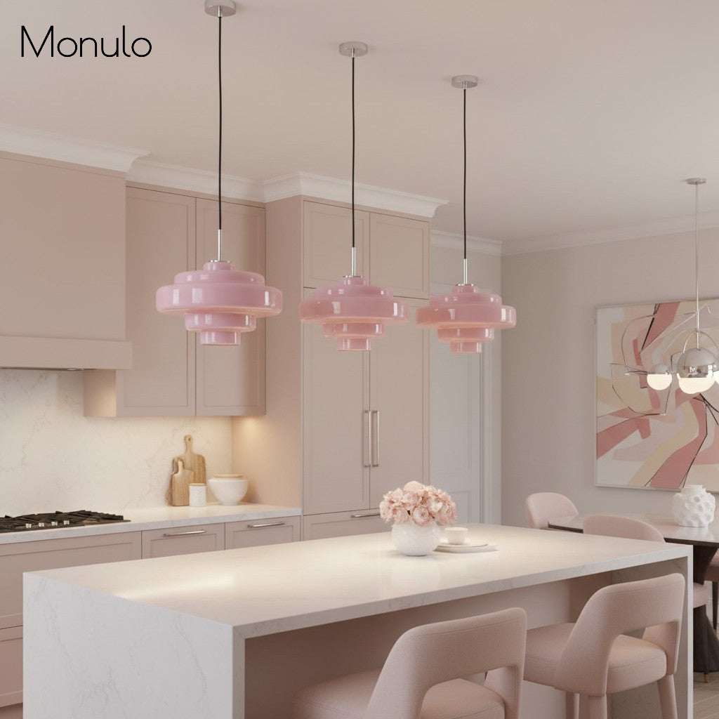Gekleurde Glazen Hanglamp met Verstelbare Ophanging – Moderne Lichtpunt voor Eetkamer Keuken Woonkamer | Sansoti