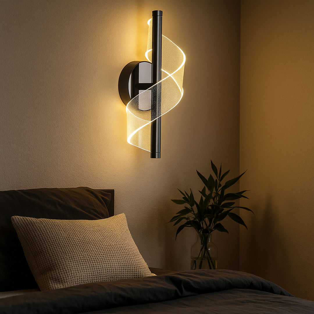 Wandleuchte LED Spirale Acryl Schwarz Metall Wohnzimmer Schlafzimmer Flur Dekorative Wandlampe Modern Skulptural | Restfield