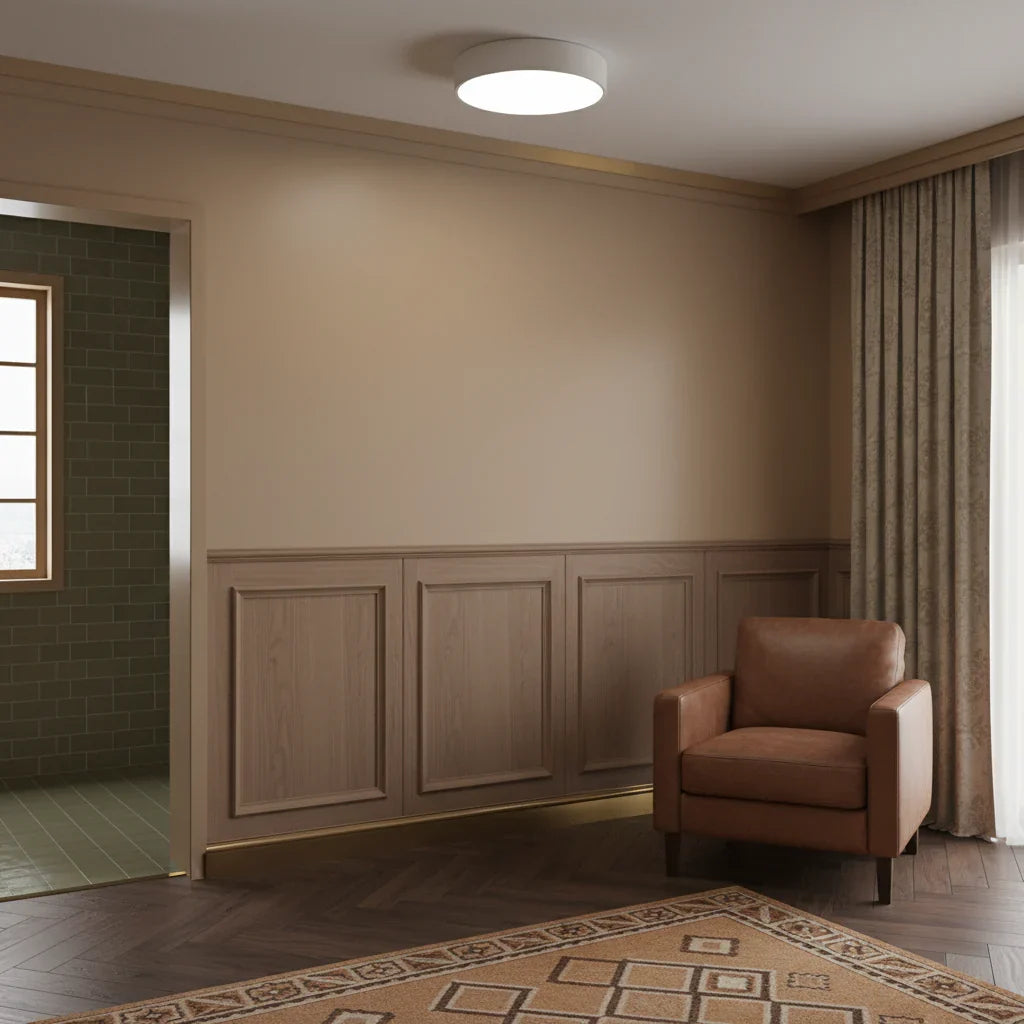 Runde Deckenleuchte mit Eisenrahmen und sanfter LED-Beleuchtung für Wohnzimmer und Schlafzimmer im modernen Stil | Sansoti