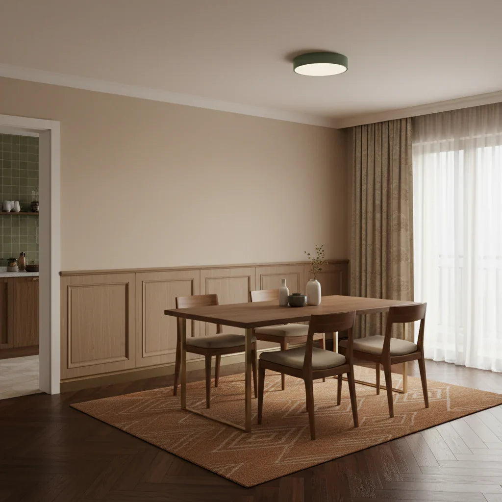 Runde Deckenleuchte mit Eisenrahmen und sanfter LED-Beleuchtung für Wohnzimmer und Schlafzimmer im modernen Stil | Sansoti