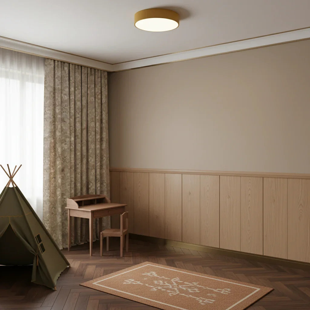 Runde Deckenleuchte mit Eisenrahmen und sanfter LED-Beleuchtung für Wohnzimmer und Schlafzimmer im modernen Stil | Sansoti