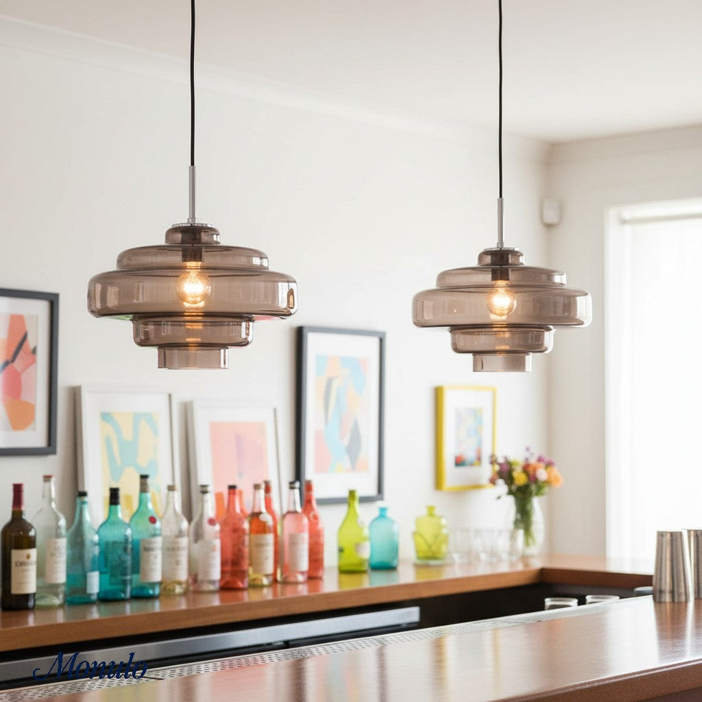 Gekleurde Glazen Hanglamp met Verstelbare Ophanging – Moderne Lichtpunt voor Eetkamer Keuken Woonkamer | Sansoti