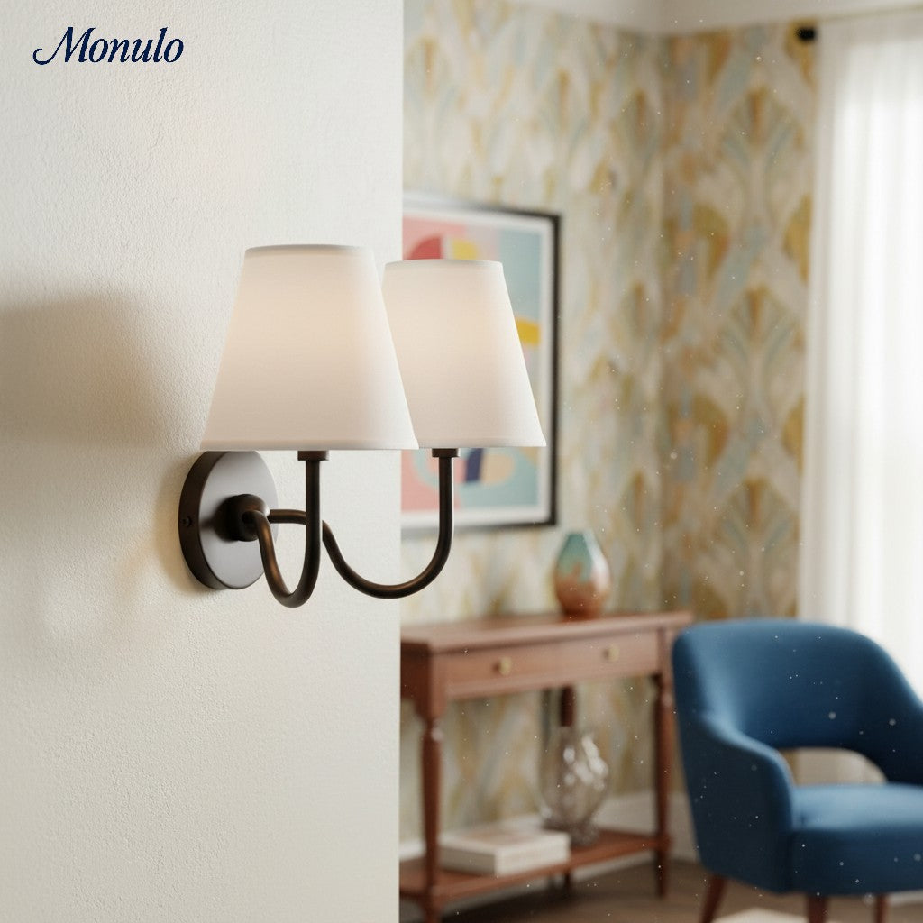 Wandlamp met Geplisseerde Stoffen Kap – Klassieke Verlichting voor Slaapkamer en Woonkamer | Sansoti