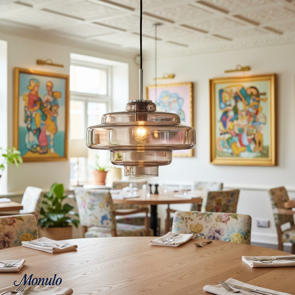 Gekleurde Glazen Hanglamp met Verstelbare Ophanging – Moderne Lichtpunt voor Eetkamer Keuken Woonkamer | Sansoti