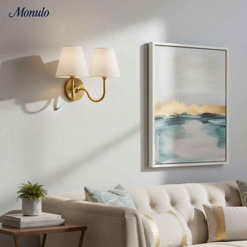Wandlamp met Geplisseerde Stoffen Kap – Klassieke Verlichting voor Slaapkamer en Woonkamer | Sansoti